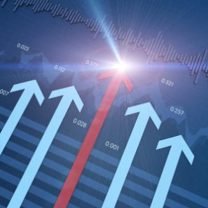Upward arrows and charts representing business growth and performance